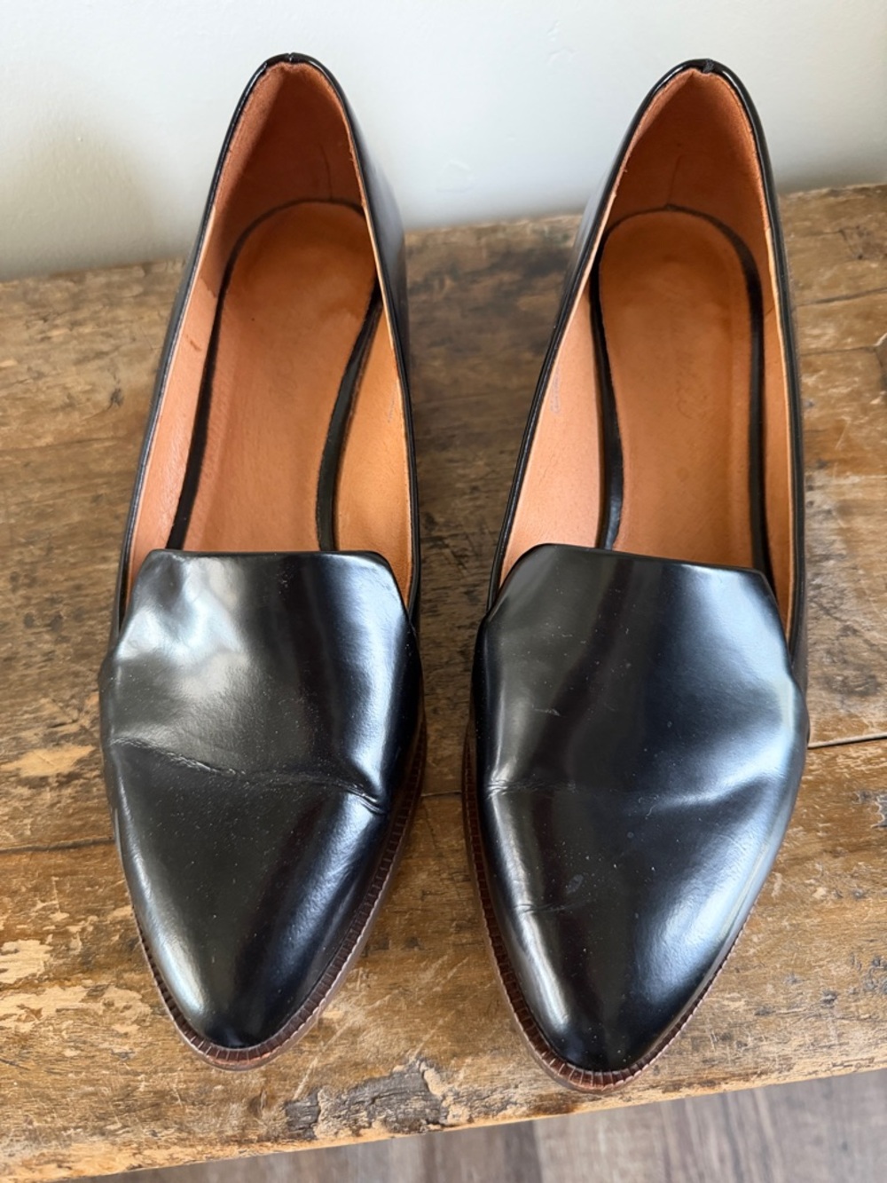 Madewell Black Leather Pointed Toe Women's Loafers size 7.5
